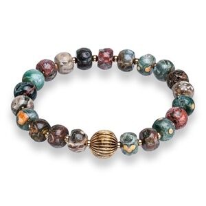 Rare Ocean Jasper Beaded Stretch Bracelet